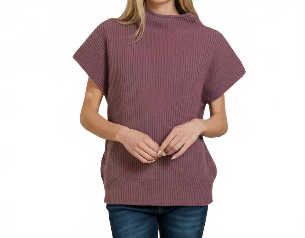 NEW ZENANA whipped merlot sweater top in eggplant